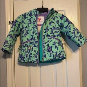 Obermeyer Kids Puffer Jacket - Green and Purple